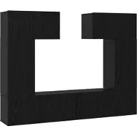 Syfax Tv-meubelset Wandgemonteerd 6 pcs Zwart Eiken Bewerkt hout