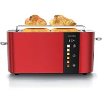 Arendo Toaster LEVEL TOUCH, lange gleuven voor 2 boterhammen, 1000 W, touchscreen met 6 toastinstellingen en timer, broodroosteraccessoire, roestvrijstalen broodrooster, ontdooifunctie, rood