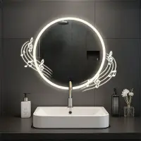 CLP Laconia Badkamerspiegel - met verlichting - met verwarming - rond - anti-condens wandspiegel - LED dimbaar - met Bluetooth - helder/glas