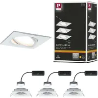 Paulmann Nova Plus per 3 LED spot hoekig, wit Plus, dimbaar, wit / opaal, Woon-/ Eetkamer, Aluminium, Modern