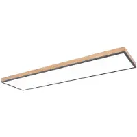 Globo Lighting LED hout lamp eetkamerlampen hout look LED plafondlamp rechthoekig, MDF opaal grafiet modern, 1x LED 36W 2250Lm 3000K, HxLxB 6,5x120x30cm