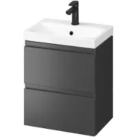Cersanit Moduo - Kast met wastafel, 57x50x35 cm, 2 laden, antraciet S801-470-DSM