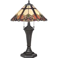 QUOIZEL Tiffany LED Tafellamp Cambridge | 2X E27 Max 60W | Vintage Bronze