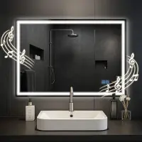 CLP Jaffrey badkamerspiegel - met verlichting - met verwarming - wandspiegel - horizontaal en verticaal - met Bluetooth - helder/glas