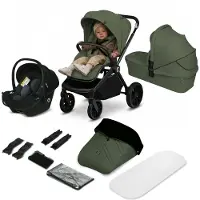 Lionelo Mika Plus - Kinderwagen 3in1 - XXL SET - incl. i-Size autostoel - Veelzijdig en jaarrond - Grote wielen - tot 22kg - Bediening met een hand - Voor alle soorten terrein - Accessoireset