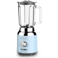 WESTINGHOUSE Retro Blender – 1,5L – Smoothie Maker & IJscrusher – 4 Snelheden – Glazen Kan – 600W – Blauw