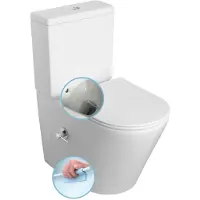 Sapho Paco Cleanwash Duobloktoilet met ingebouwde mengkraan en bidetdouche, S-sifon/P-sifon, wit