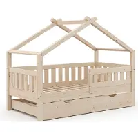 VitaliSpa Design Huisbed – 80x160 cm met logeerbed Natuurlijk hout