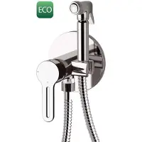 Hak Sapho inbouwarmatuur met toiletdouche, rond, chroom
