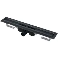 Alca - Douchegoot 115 cm, met rand voor geperforeerd rooster, mat zwart APZ1BLACK-1150