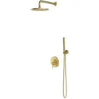Omnires Y - Doucheset met inbouwkraan, met inbouwdeel, diameter 25 cm, geborsteld messing SYSY35BSB