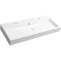 Sapho Orinoko wastafel, marmer, 100x42 cm, 2 kraangaten, wit