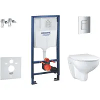 GROHE Solido - Voorwand montageset, toilet en Slim toiletzitting Bau Ceramic, softclose, Even bedieningsplaat, chroom SANI15BB1101