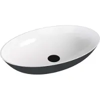 Polysan Banera Oval opzetwastafel, gegoten marmer, 60x40cm, wit/antraciet mat