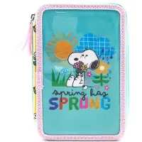 Snoopy Etui Met 3 Verdiepingen Met Schoolspullen Roze