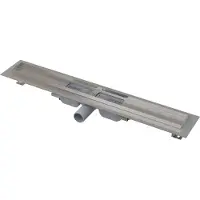 Alca - Douchegoot Low 75 cm, met rand voor geperforeerd rooster, roestvrij staal APZ101-750