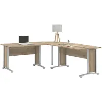 Ebuy24 Prisme bureau A eiken decor en zilvergrijs staal.