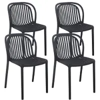 Oviala - Set van 4 zwarte kunststof terrasstoelen - Copenhague