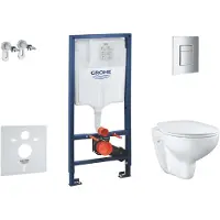 GROHE Solido - Voorwand montageset, toilet en toiletzitting Bau Ceramic, softclose, Even bedieningsplaat, chroom SANI15BB1100