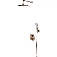Omnires Y - Doucheset met inbouwthermostaat, met inbouwdeel, diameter 25 cm, 5 jets, koper SYSYT05CP