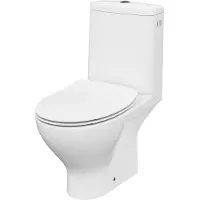 Cersanit Moduo - Toilet-combi met SoftClose-zitting, afvalemmer achter, zijdelingse vulling, CleanOn, wit K116-001
