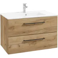 Kielle Vega - Kast inclusief wastafel, 80x50x46 cm, 2 laden, goud eiken 50018S81