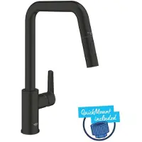 GROHE QuickFix Start Keukenkraan - Met uittrekbare uitloop - Hoge uitloop - Matte Black