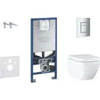 GROHE Rapid SLX - Complete toiletset, wand-wc + toiletzitting, + bedieningsplaat Skate Cosmopolitan S, Rimless, softclose 39603SET-KX