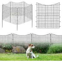 Costway , 5 stuks decoratieve tuinhekken, 98 cm hoge metalen schuttingen, dierenafrastering voor honden, tuinhek voor bloembedden, decoratieve hekwerken, vijverhekken, roestvrij, zwart