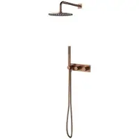 Omnires Contour - Doucheset met inbouwkraan, met inbouwdeel, diameter 25 cm, geborsteld koper SYSCT10CPB