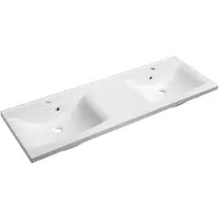 Hak Luciola Kunstmarmeren dubbele wastafel 150x48cm, wit