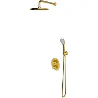 Omnires Y - Doucheset met inbouwthermostaat, met inbouwdeel, diameter 25 cm, 5 jets, geborsteld goud SYSYT05GLB