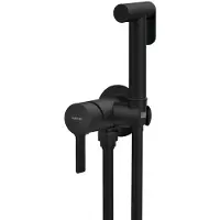 Sapho Iconic Inbouw bidetkraan met handdouche met stopknop, rond, mat zwart