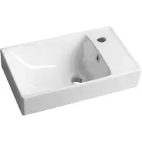 Sapho Nuali - Fontein 5x3 cm, met overloop, met kraangat, rechts, wit TU0129