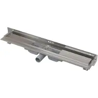 Alca - Douchegoot Wall Low 85 cm, met rand voor vol rooster en vaste kraag aan de wand, roestvrij staal APZ116-850