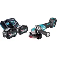 Makita GA 047 GT201 Accu haakse slijper 40 V max. 125 mm X-LOCK Brushless + 2x accu 5.0 Ah + lader