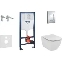 GROHE Rapid SL - Complete toiletset Aquablade wandcloset+ Ideal Standard WC zitting, Skate Cosmo bedieningsplaat, SoftClose, chroom 38528SET-KU