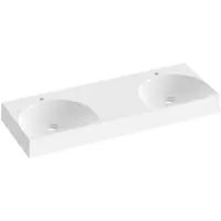 Ravak Lite - Dubbele wastafel 120x45 cm, zonder overloop, 2 kraangaten, wit XJX01212001