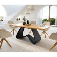 DELIFE Eetkamertafel Edge 200x100x2,5-3 eiken natuurW-frame metaal zwart Live-Edge