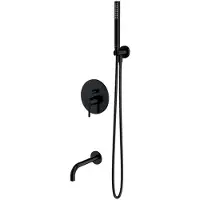 Omnires Y - Badkraan voor inbouw, 3-gats installatie, met inbouwdeel, met accessoires, zwart SYSYW01BL