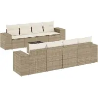 vidaXL 9-delige Loungeset met kussens poly rattan beige