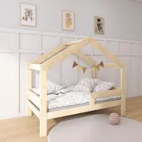 Need Sleep - Montessori Kinderbed Huisbed 70x140 cm - Naturel Hout - Peuterbed met Uitvalbescherming - Symmetrisch