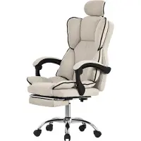 ML-Design Directiestoel Bureaustoel in hoogte verstelbaar Beige met in hoogte verstelbare rugleuning en voetensteun & hoofdsteun tot 120 kg ML design