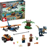 LEGO 75942 Jurassic World Velociraptor: Reddingmissie met het dubbeldekker vliegtuig, speelgoed geschikt voor kinderen vanaf 4 jaar, met vliegtuig en dinosaurusfiguren