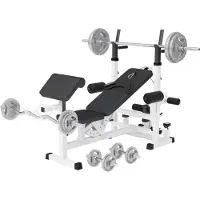 Gorilla Sports Universele Halterbank Wit 108 kg Halterset Gripper Gietijzer