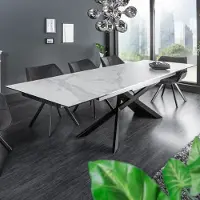 Riess Uitschuifbare eettafel EUPHORIA 180-220-260cm marmer wit keramiek gemaakt in Italie - 40122