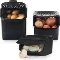 MediaShop Tupperware Set - PotatoSmart 8.3L, OnionSmart 5.5L & GarlicSmart 2.3L - Innovatieve aardappel-, uien- & knoflookcontainer met optimale luchtcirculatie - Stapelbaar ontwerp - Vaatwasmachinebestendig