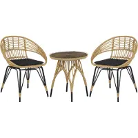 Beliani PELLARO - Bistroset voor 2 - Natuurlijk - PE rotan