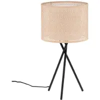 LINDBY Tafellamp Soula, crème / amber, Woon-/ Eetkamer, Kunststof, Landelijk, Tafellamp