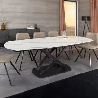 Riess Uitschuifbare eettafel INCEPTION 130-190 cm wit marmer keramiek zwart metalen frame - 46423